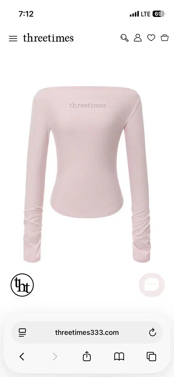 スリータイムズ blush tee ピンク