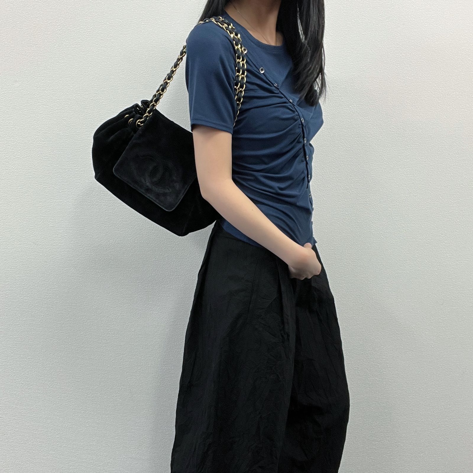 【中古】CHANEL シャネル ココマーク チェーンショルダーバッグ 斜め掛け 肩掛け ブラック スエード 7番台 ヴィンテージ レディース【中古美品】HIBUOCHI VINTAGE hboc260507a02