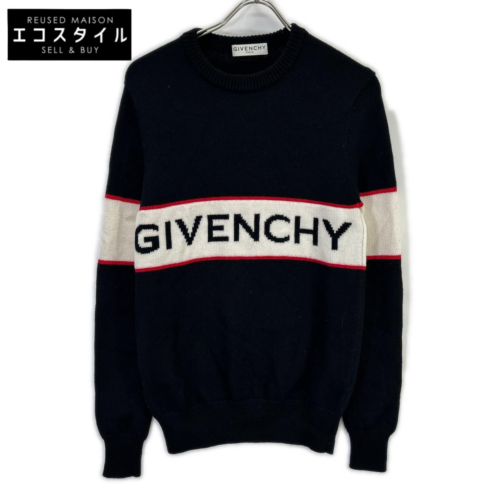 GIVENCHY ジバンシィ BM900G400M ブラック ウール ロゴ ニット XS