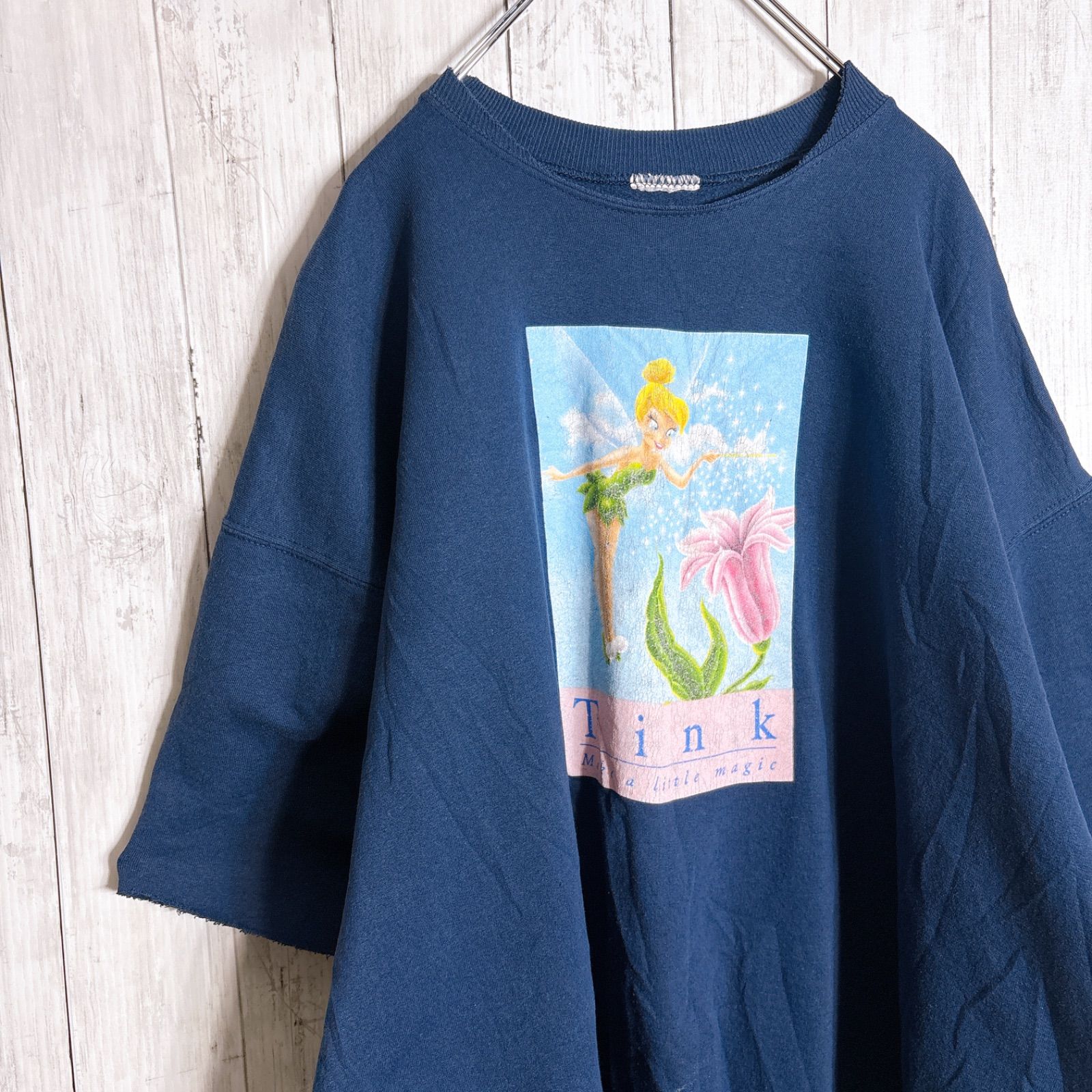 【入手困難】90s Vintage Disney ティンカーベル ピーターパン スウェット リメイク 半袖スウェット シャツ#7924