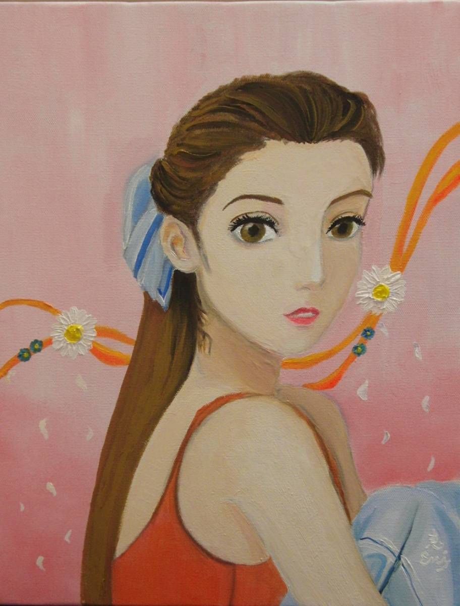≪国美協≫井田倉 恵美、『秘密の恋』、油彩画、F6号：40,9×31,8cm、油絵一点物、新品高級油彩額付、直筆サイン・真作保証付