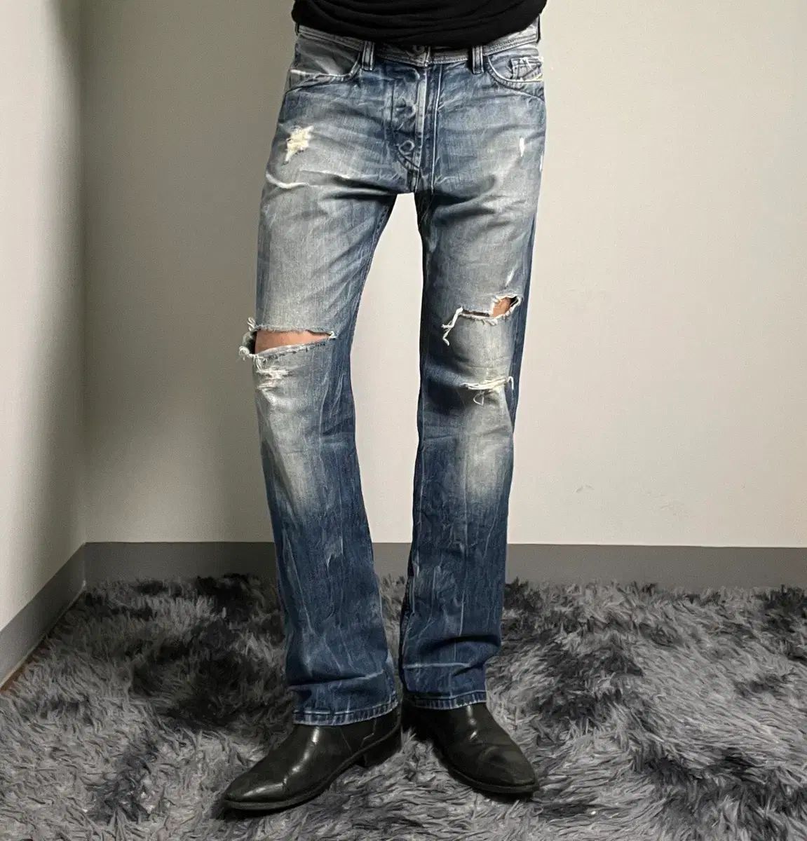 DIESEL ディーゼル MENNIT デストロイ ウォッシュ デニム パンツ 30