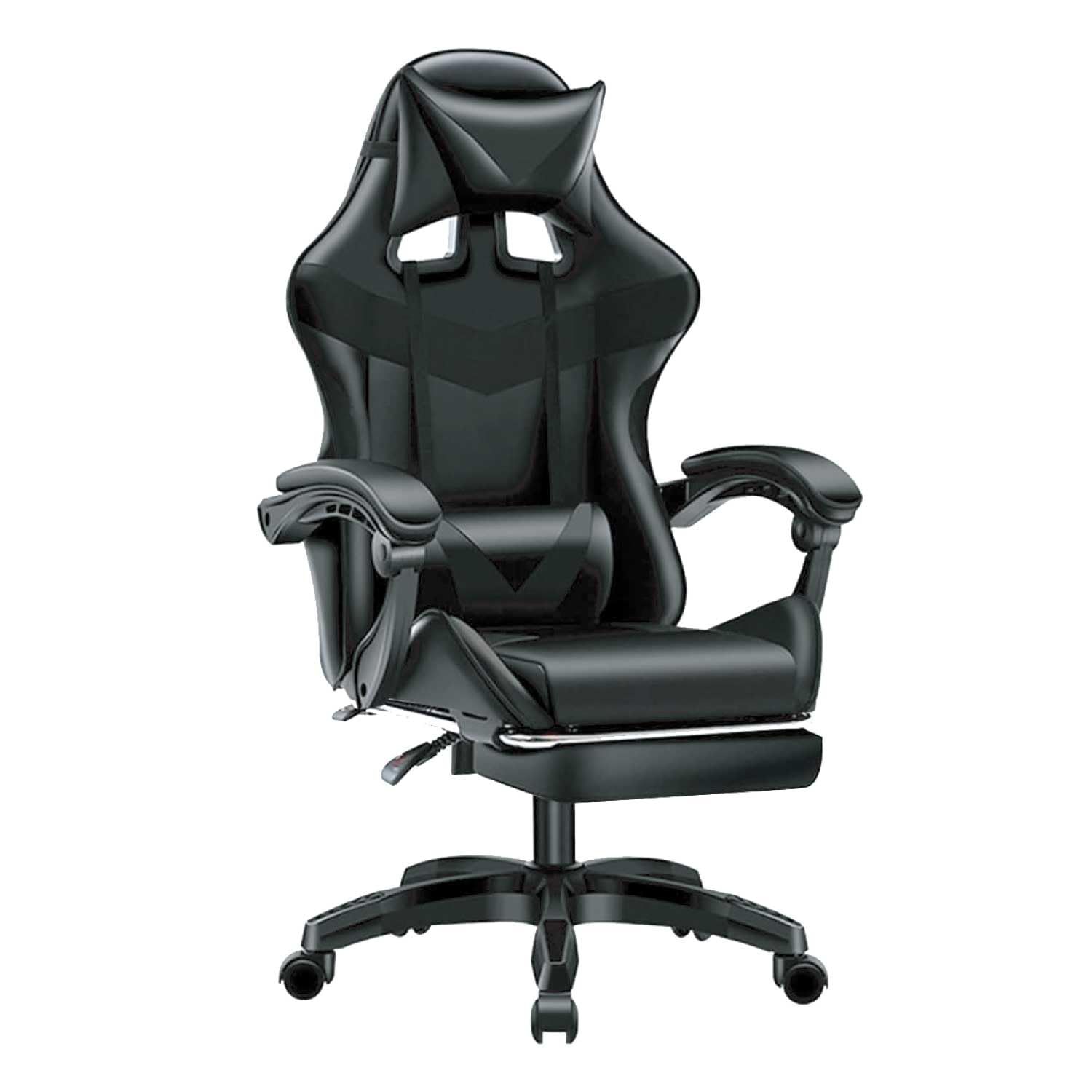 onenext(ワンネクスト) ゲーミングチェア オットマン付き デスクチェア パソコンチェア gaming chair リクライニング 日本語説明書付き (オールブラック)Y