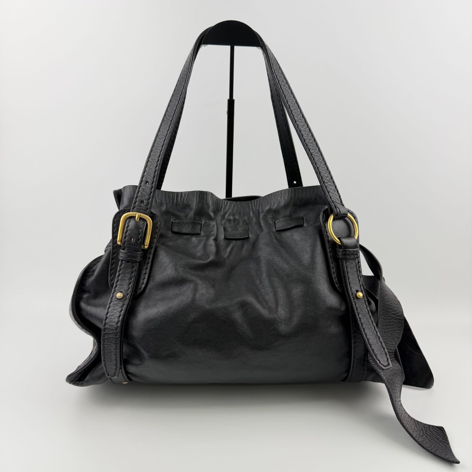 中古】MIU MIU ミュウミュウ ショルダーバッグ ブラック レザー 