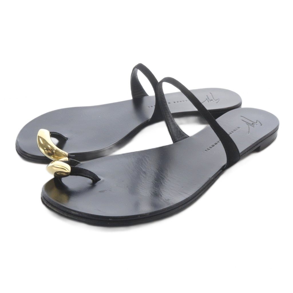ジュゼッペザノッティデザイン GIUSEPPE ZANOTTI DESIGN オヤユビプレートサンダル 37 黒