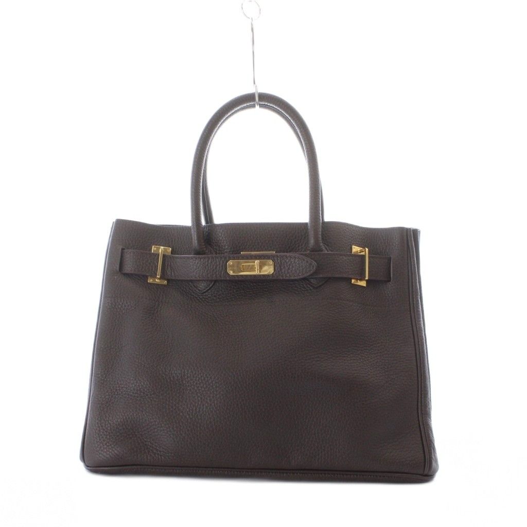 シータパランティカ sita parantica LEATHER TOTE トートバッグ レザー 本革 こげ茶 ダークブラウン ターンロック トップハンドル シボ加工 /RI ■OS