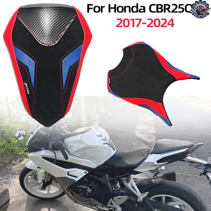 ホンダ RR 2017 2018-2024 オートバイ用フロントソロ厚手レザーシートカバー リアパッセンジャークッションパッド