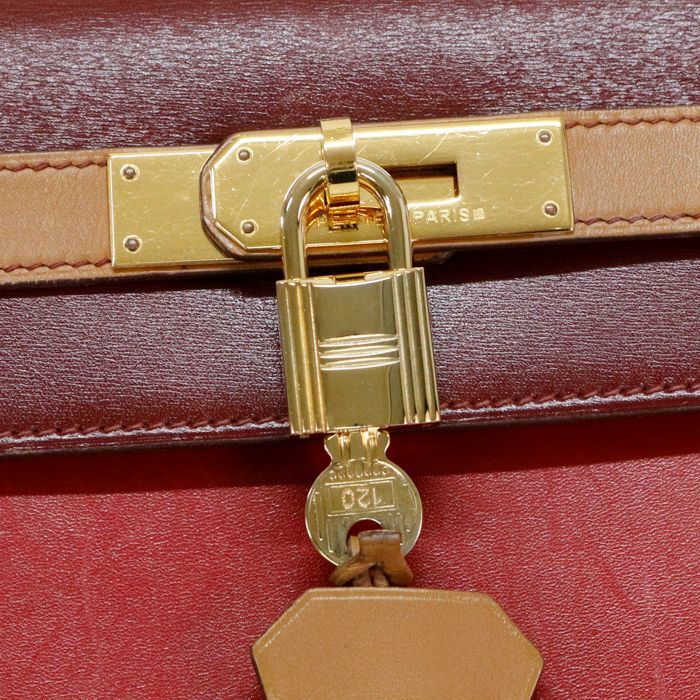 エルメス HERMES ケリー 32 外縫い トリコロール ボックスカーフ 