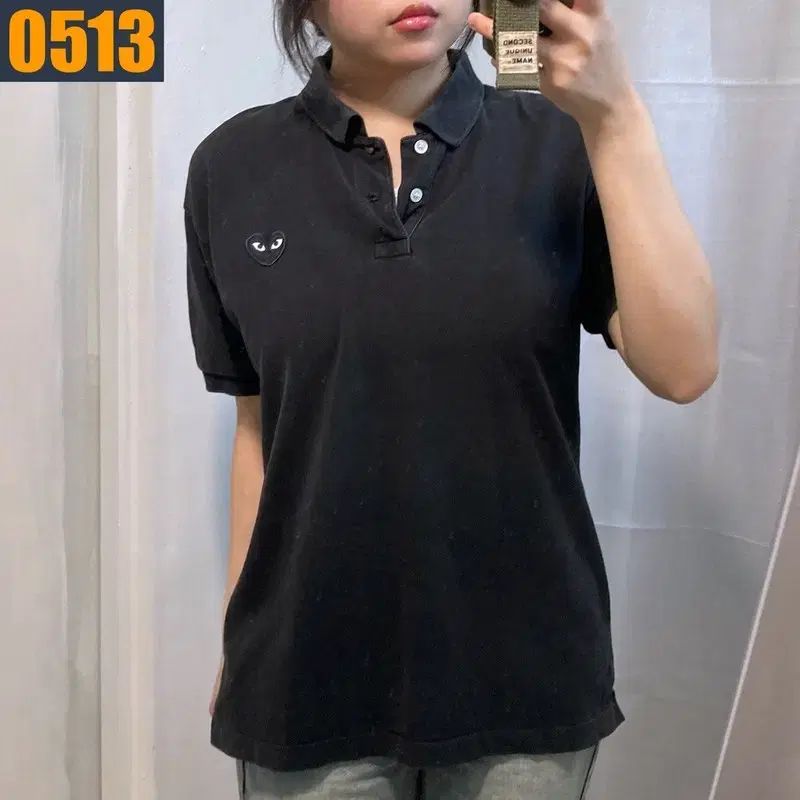 100 コム・デ・ギャルソン ブラック ハート ワッペン カラ Tシャツ