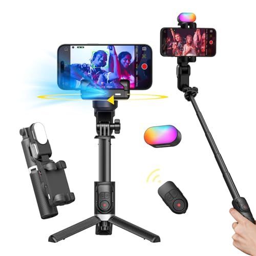 AOCHUAN スマートフォン用ジンバルスタビライザー 4 in 1電話ジンバル 360°回転 iPhone/Android用 自撮り棒三脚 自動顔追跡機能付き ワイヤレスリモコン TiK Tok YouTube Vlogging用 M1 Pro ブラックkk