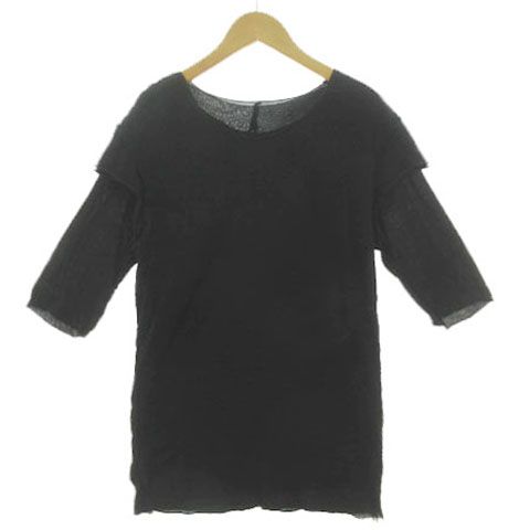 アタッチメント ATTACHMENT カットオフ レイヤードTシャツ 五分袖 日本製 コットン ブラック 黒 2