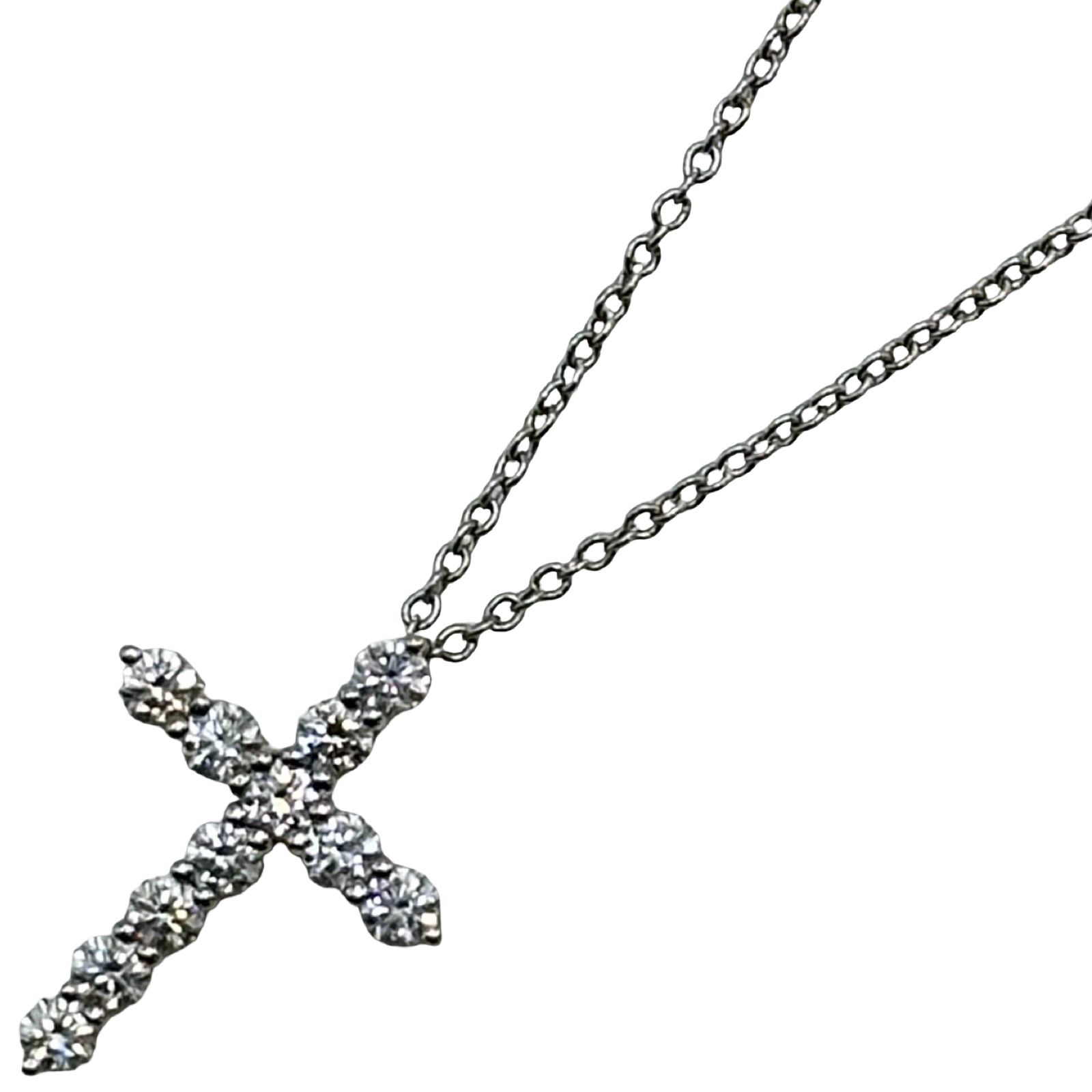 ティファニー TIFFANY＆CO ダイヤクロスネックレス プラチナ Pt950 ダイヤモンド ジュエリー