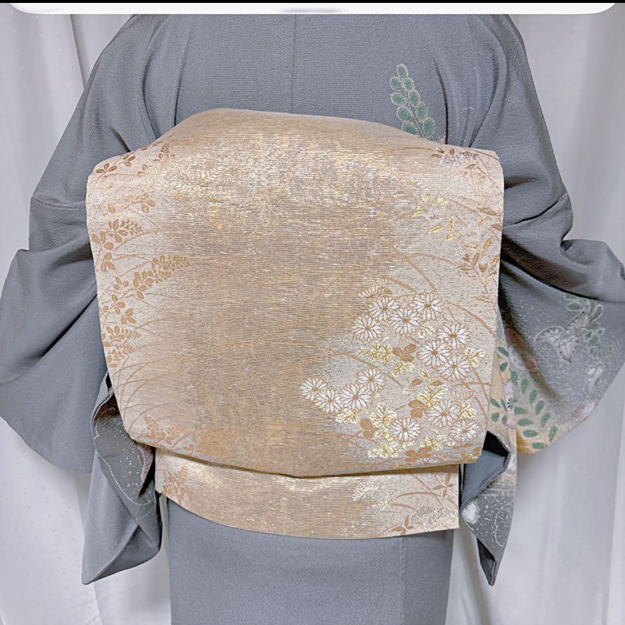 単衣　訪問着　フルセット　正絹　着物　帯辻ヶ花上品　金彩加工　ベージュ　O5 希少 トール 辻ヶ花 訪問着 フルセット 単衣 正絹 夏帯小物付き 裄71.5