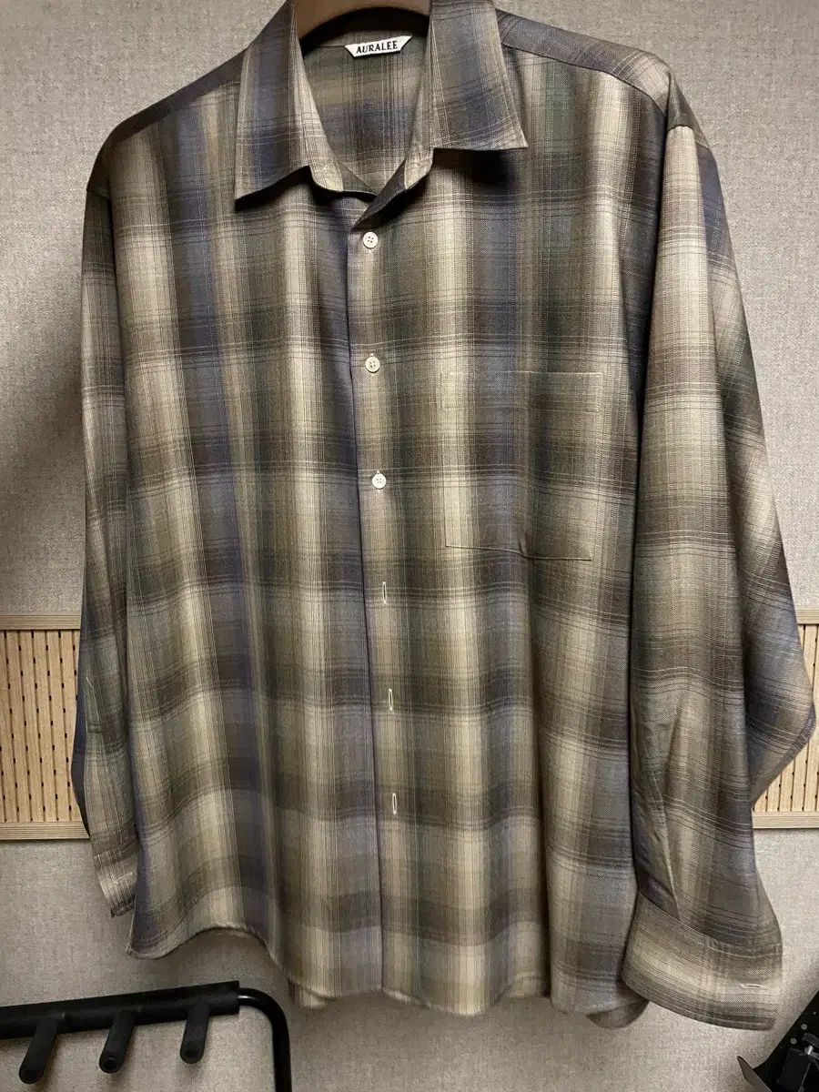 オーラリー 25SS チェック ウール シャツ 出品