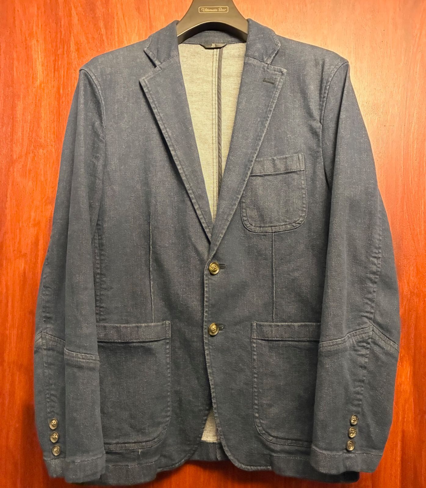 MADE IN JAPAN製 LANVIN COLLECTION デニムニット テーラードジャケット インディゴ 48サイズ
