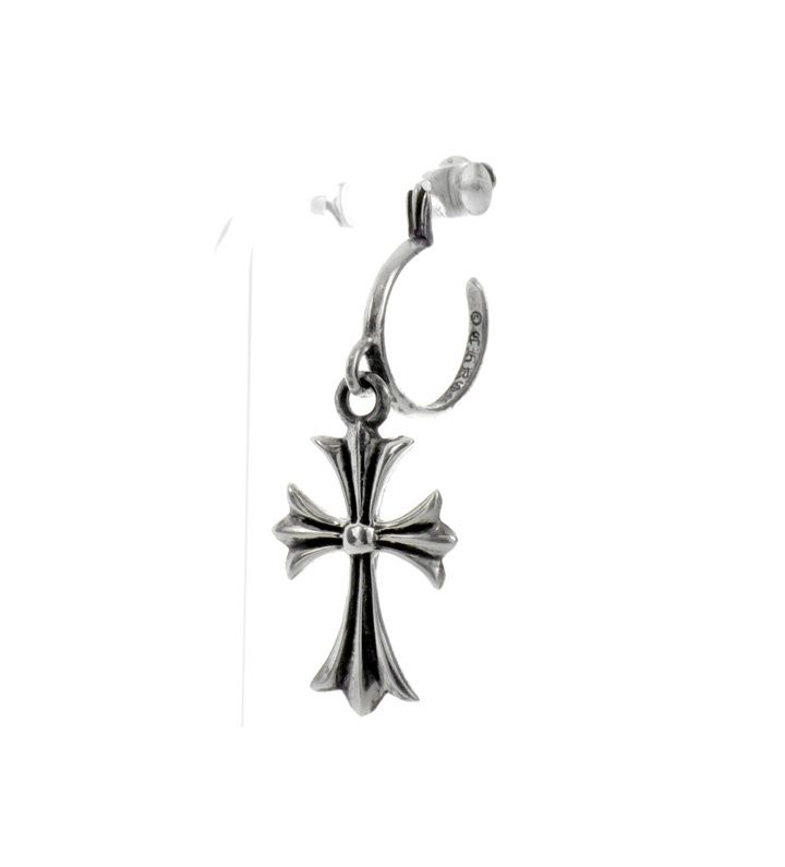 クロムハーツ CHROME HEARTS 【 TINY CH CROSS 】 タイニー CH クロス フープ シルバー ピアス 50050