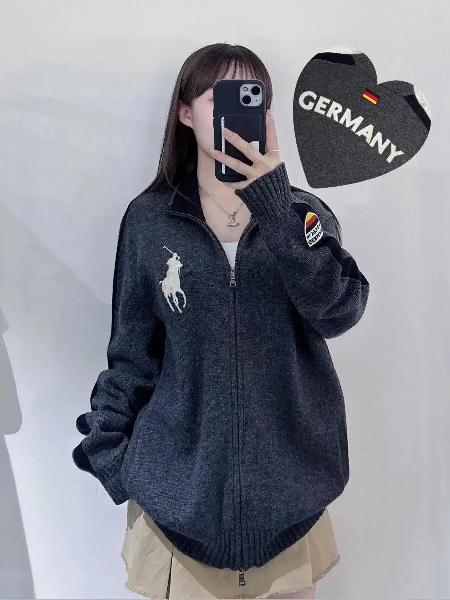 POLO RALPH LAUREN ビックポニー ドイツ ラムウール ツーウェイ ニットジップアップ