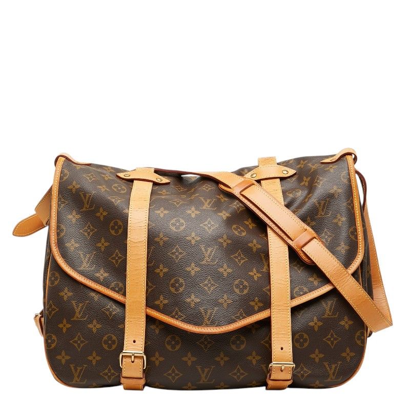 ルイ ヴィトン モノグラム ソミュール43 斜め掛け ショルダーバッグ M42252 ブラウン PVC レザー レディース LOUIS VUITTON【1-0266035】