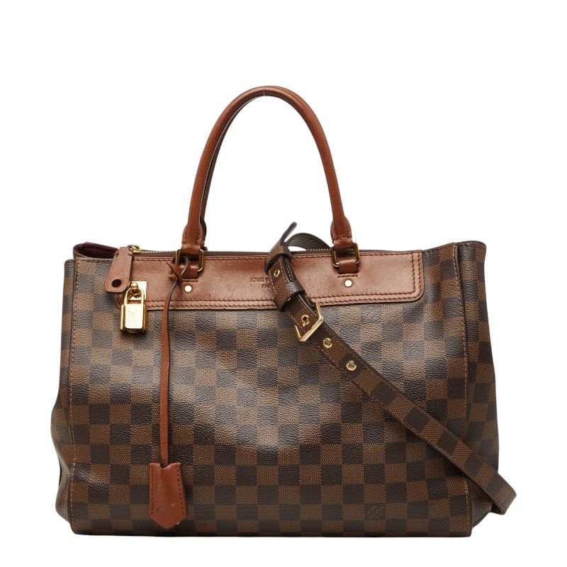 ルイ ヴィトン ダミエ グリニッジ ハンドバッグ ショルダーバッグ 2WAY N41337 ブラウン PVC レザー レディース LOUIS VUITTON【1-0266577】