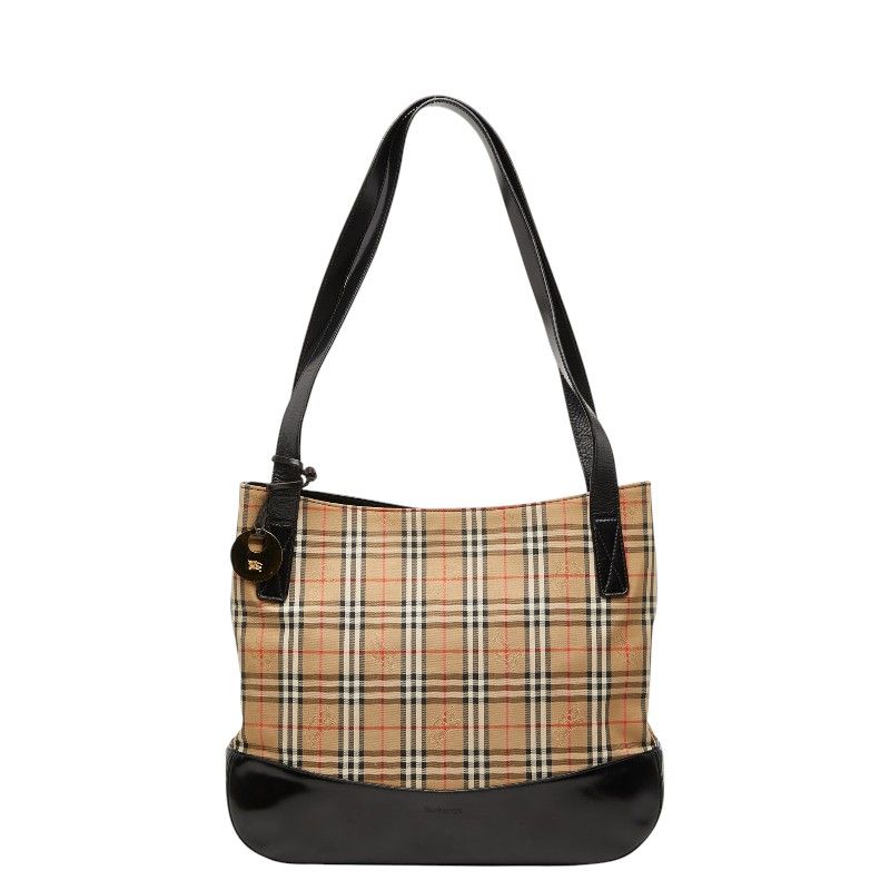 バーバリー ノバチェック トートバッグ ショルダーバッグ ベージュ ブラック キャンバス レザー レディース BURBERRY【1-0267573】