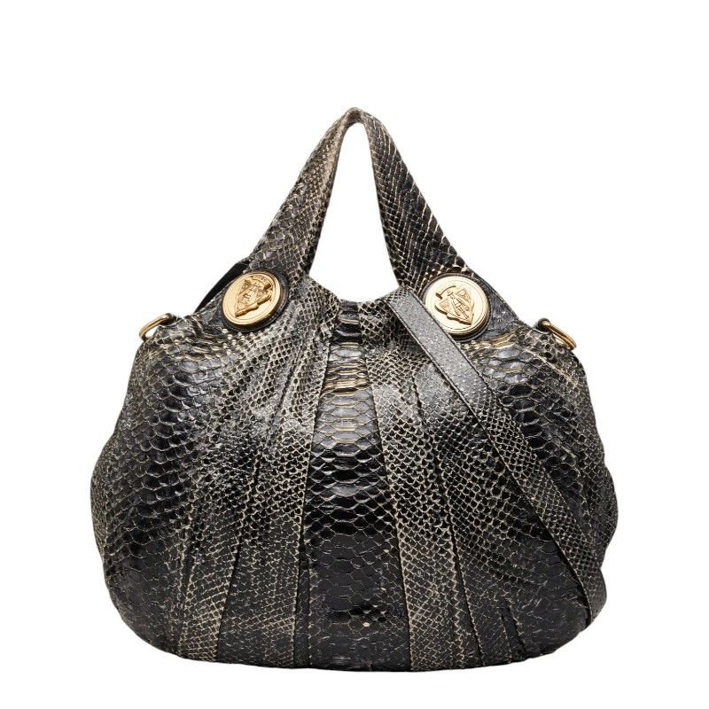 グッチ ヒステリア ハンドバッグ ワンショルダーバッグ 2WAY 197016 ブラック パイソン レディース GUCCI【1-0267643】