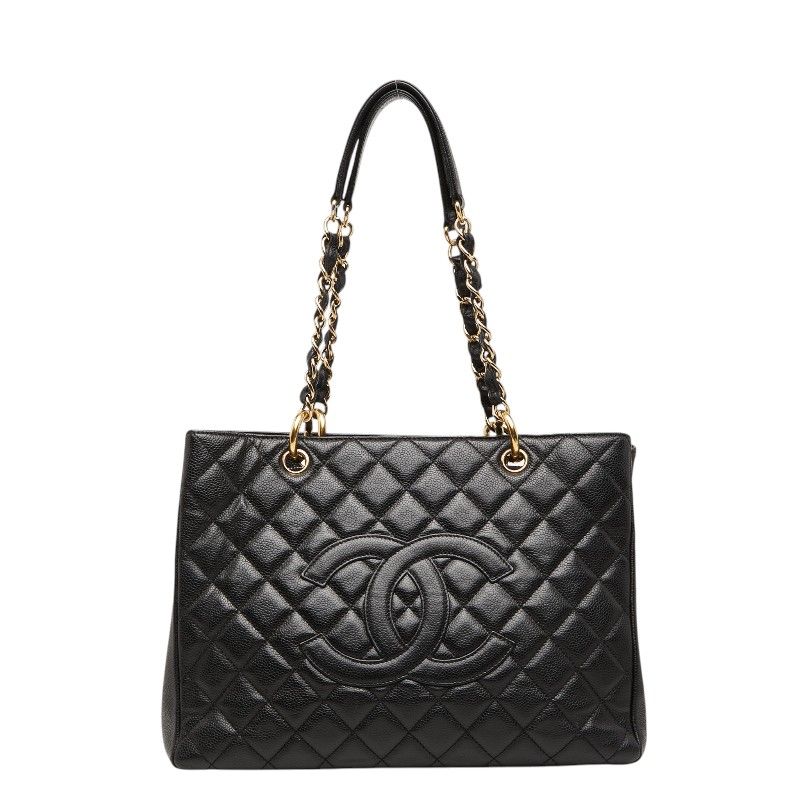 シャネル ココマーク マトラッセ GST トートバッグ ショルダーバッグ ブラック キャビアスキン レディース CHANEL【1-0271218】