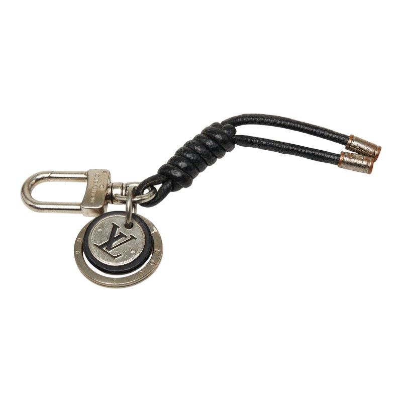 ルイ ヴィトン ダミエ グラフィット レザーロープ キーホルダー チャーム M67224 シルバー ブラック メタル PVC メンズ LOUIS VUITTON【228-71682】