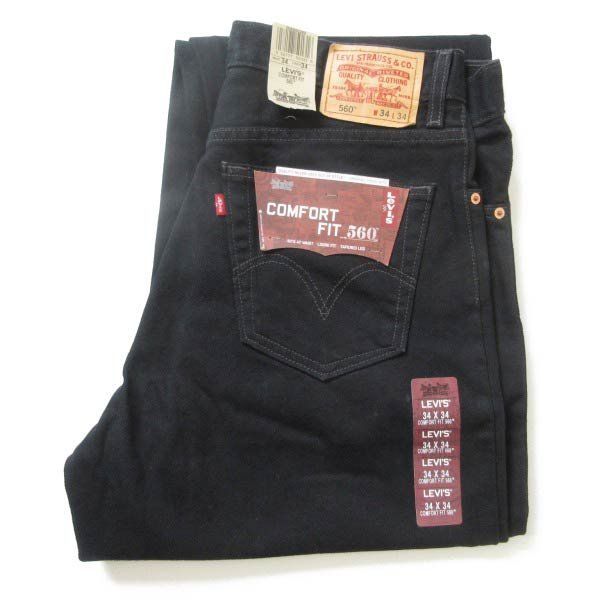 新品 00s リーバイス 560 後染め ブラック ジーンズ W34 L34(実寸W35 
