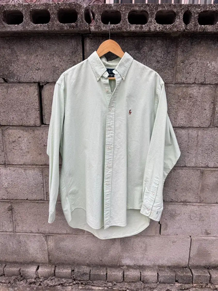 90s ポロラルフローレン ヴィンテージ ライトグリーン Oxford シャツ