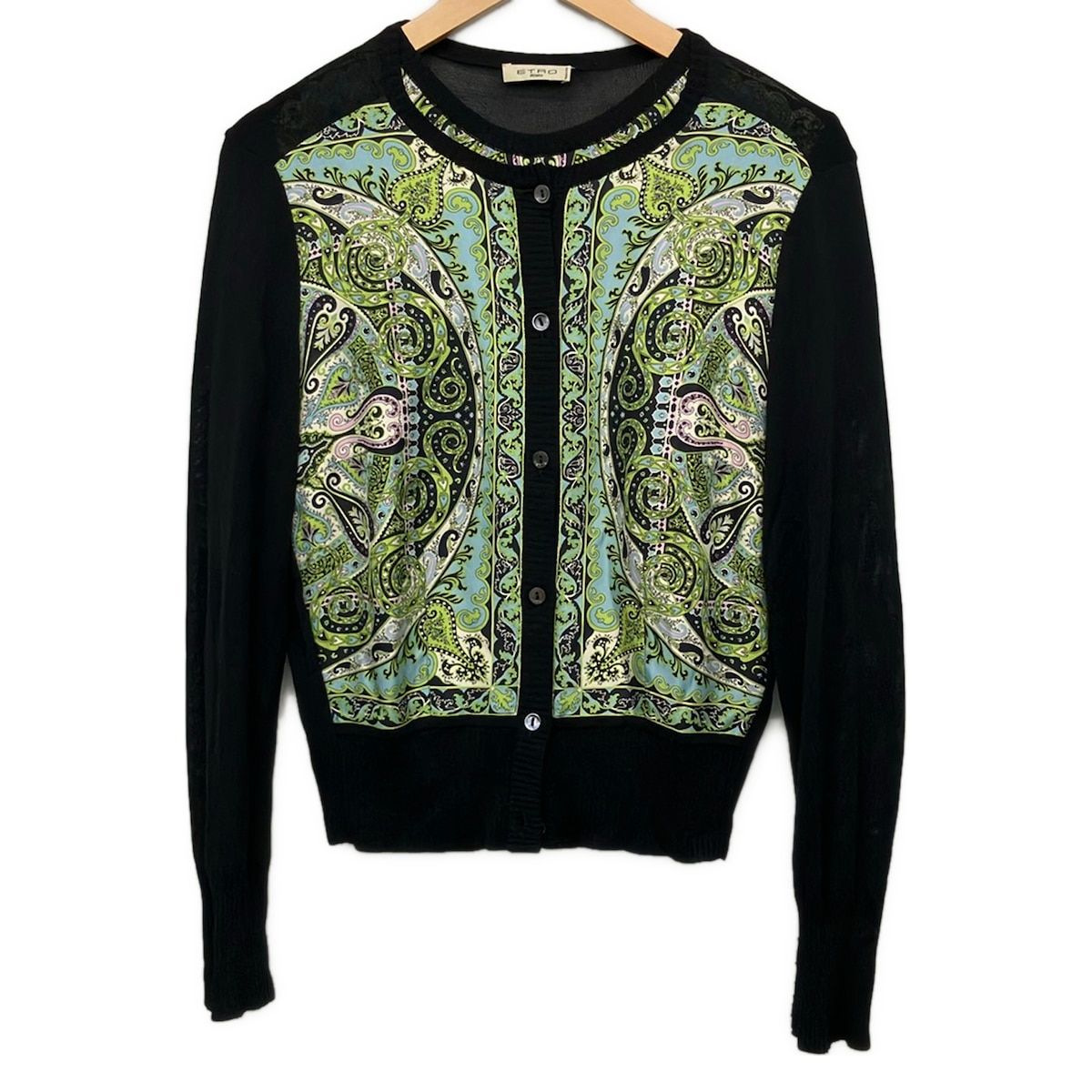 ETRO(エトロ) アンサンブル レディース美品 黒×ライトグリーン×ライトブルー シースルー/異素材切替