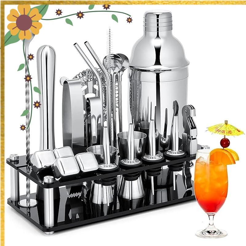 Yoseka カクテルシェイカー 23点セット 550ml ステンレス製 Cocktail Set バーテンダー 初心者用 バーセット 業務 自宅用 0
