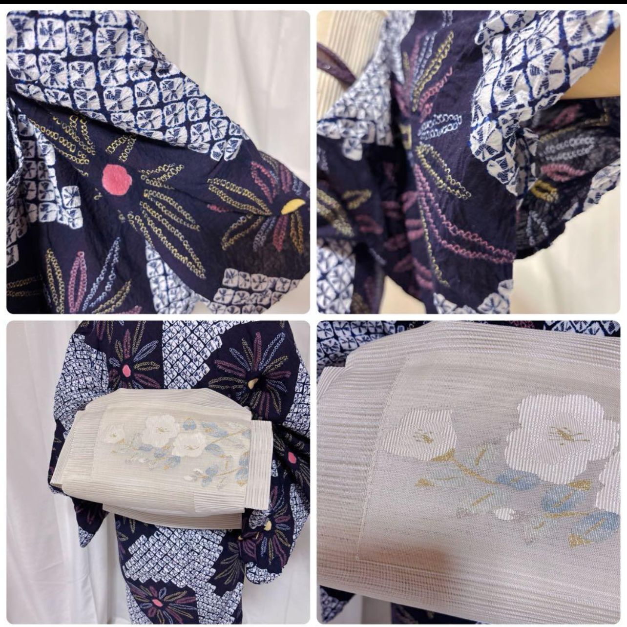 有松絞り フルセット 未使用近い 美品 夏帯 夏帯締め 平織り帯揚げ 裄