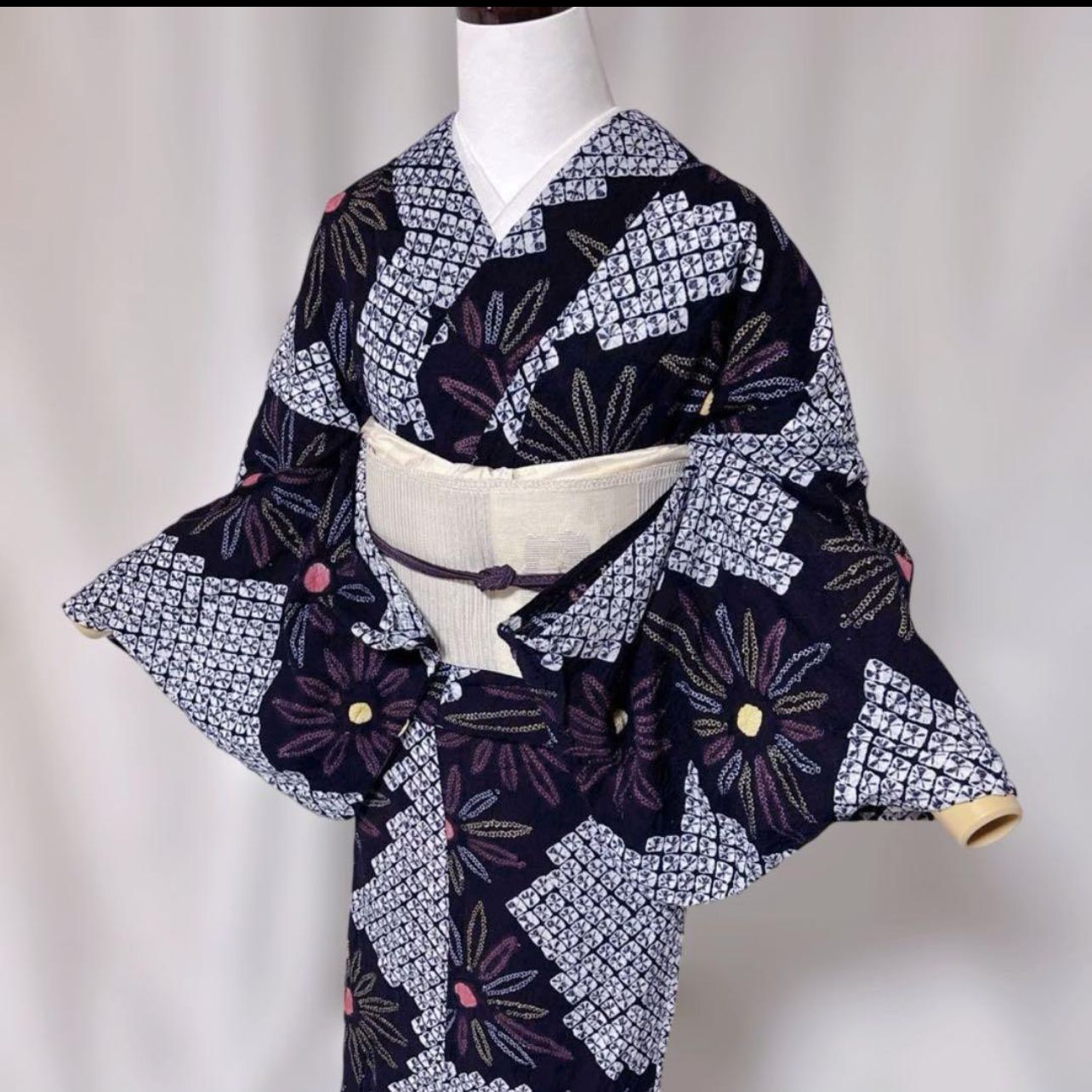 有松絞り フルセット 未使用近い 美品 夏帯 夏帯締め 平織り帯揚げ 裄