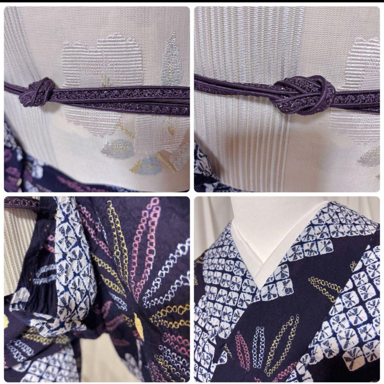 有松絞り フルセット 未使用近い 美品 夏帯 夏帯締め 平織り帯揚げ 裄