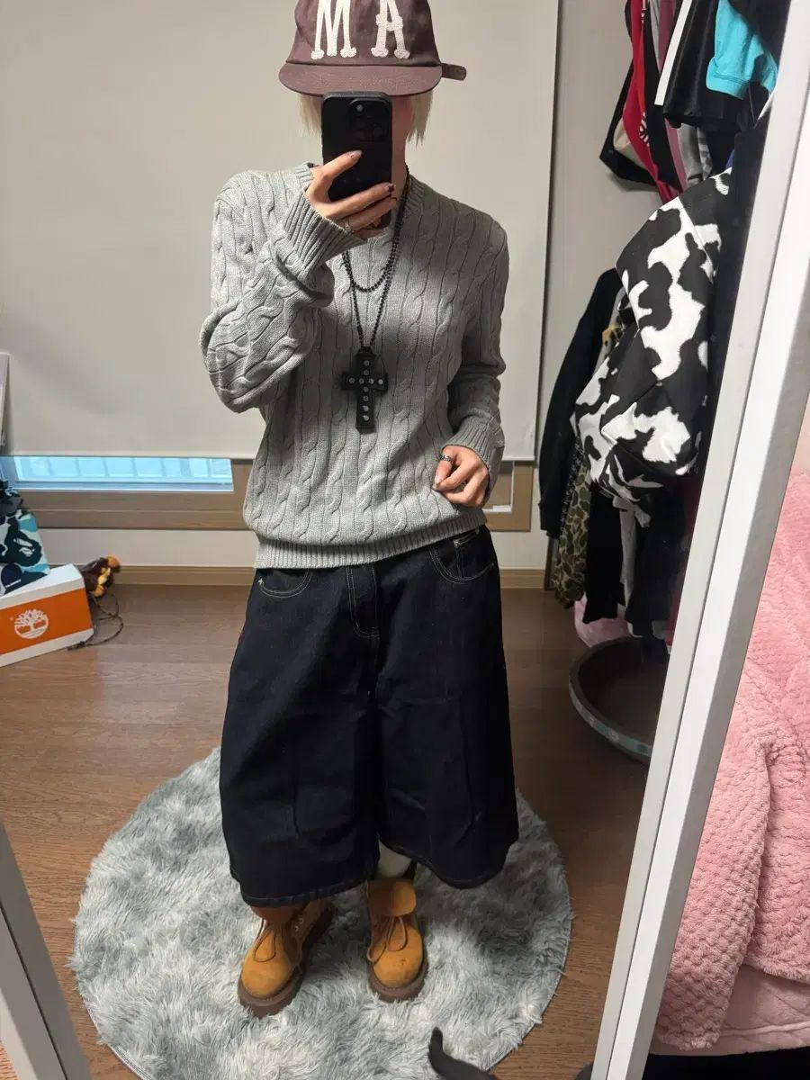 ポロ POLO RL ポロ ケーブル グレー ニット