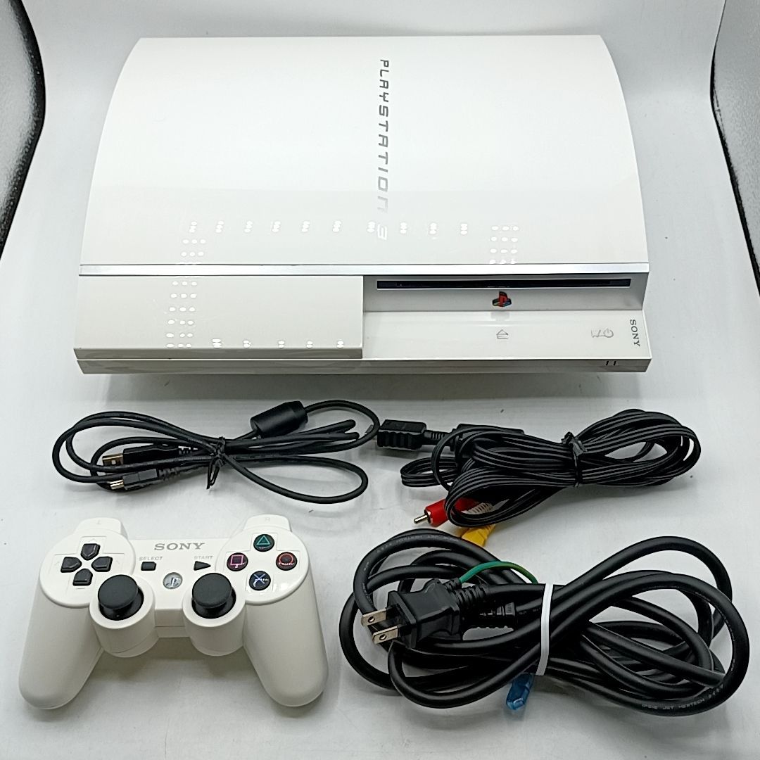 【中古動作品】Sony PS3 CECHL00 ホワイト 本体一式セット 80GB 初期化済み Playstation3 プレステ3