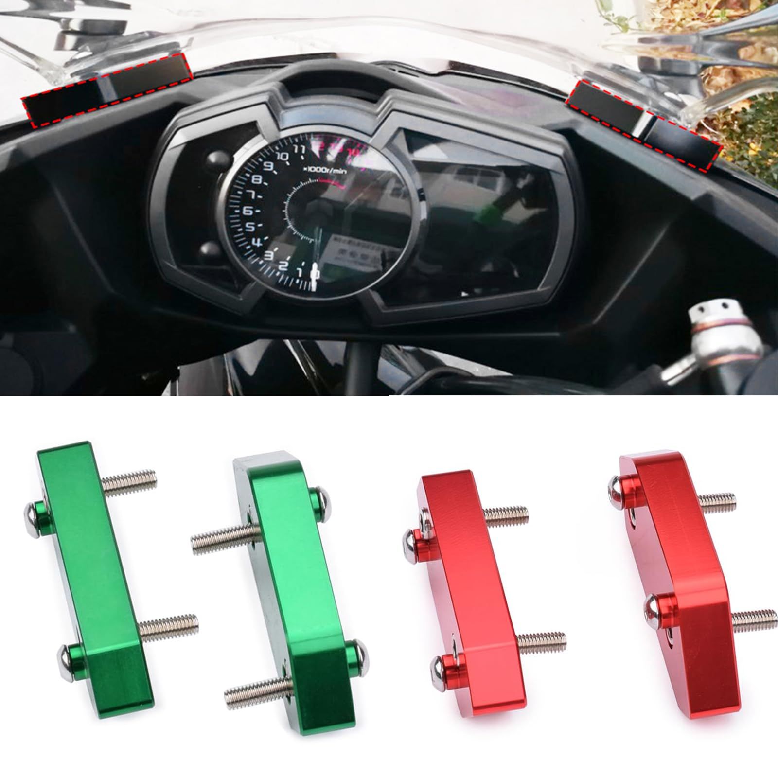 バイク用 スクリーンライザー&ウインドスクリーン ライザー に適合する カワサキ ニンジャ400 ニンジャ250 (2018-2024) (赤)