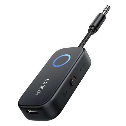 UGREEN トランスミッター＆ レシーバー Bluetooth5.3 2-in-1 ワイヤレス 飛行機/車載/テレビ/ホーム 送信機&受信機 Airpods/ヘッドフォン用 デュアルペア、 Bluetooth 3.5mmAux オーディオト b3a864a8