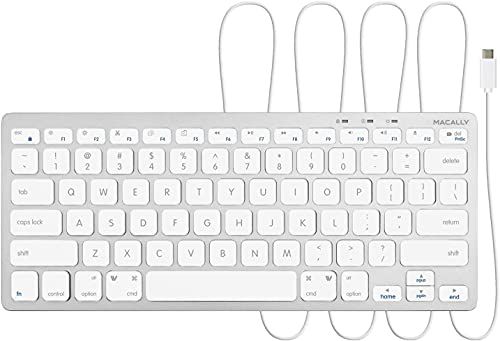 MACALLY mac キーボード 有線 コンパクト US配列 mac Windows対応 静音 シザースイッチ(パンタグラフ) フルサイズ 78キー 在宅勤務 テレワーク (Type-C アルミシルバー)(UCSLIMKEYCA)US配列( 54e95b2b