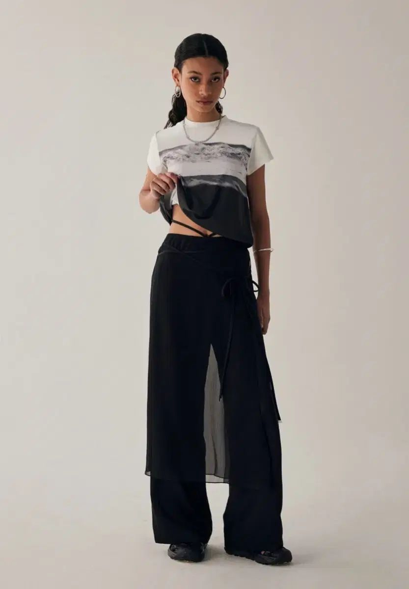 TREEMINGBIRD スラックス see through strap wrap pants