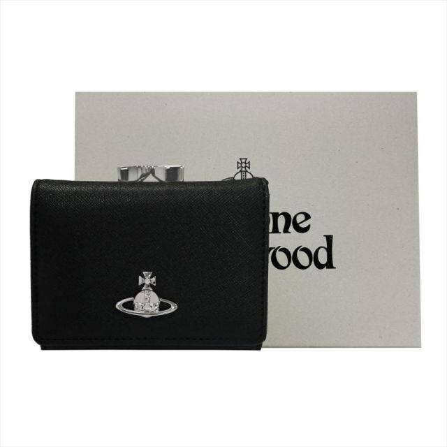 Vivienne Westwood ヴィヴィアンウエストウッド SAFFIANO PLAIN 5115002MW-S0021 三つ折り財布（小銭ガマ口） N401 BLACK 送料無料 プレゼント ギフト 財布