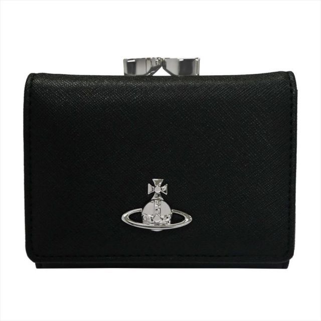 Vivienne Westwood ヴィヴィアンウエストウッド SAFFIANO PLAIN 5115002MW-S0021 三つ折り財布(小銭ガマ口) N401 BLACK 送料無料 プレゼント ギフト 財布