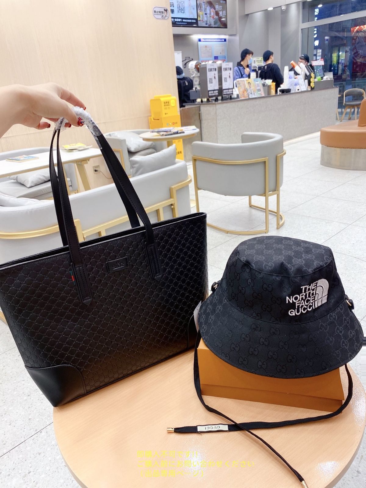 新品 GUCCI グッチ トートバッグショルダーバッグ 帽子 3点セット 新品 GUCCI グッチ トートバッグショルダーバッグ 帽子 3点セット
