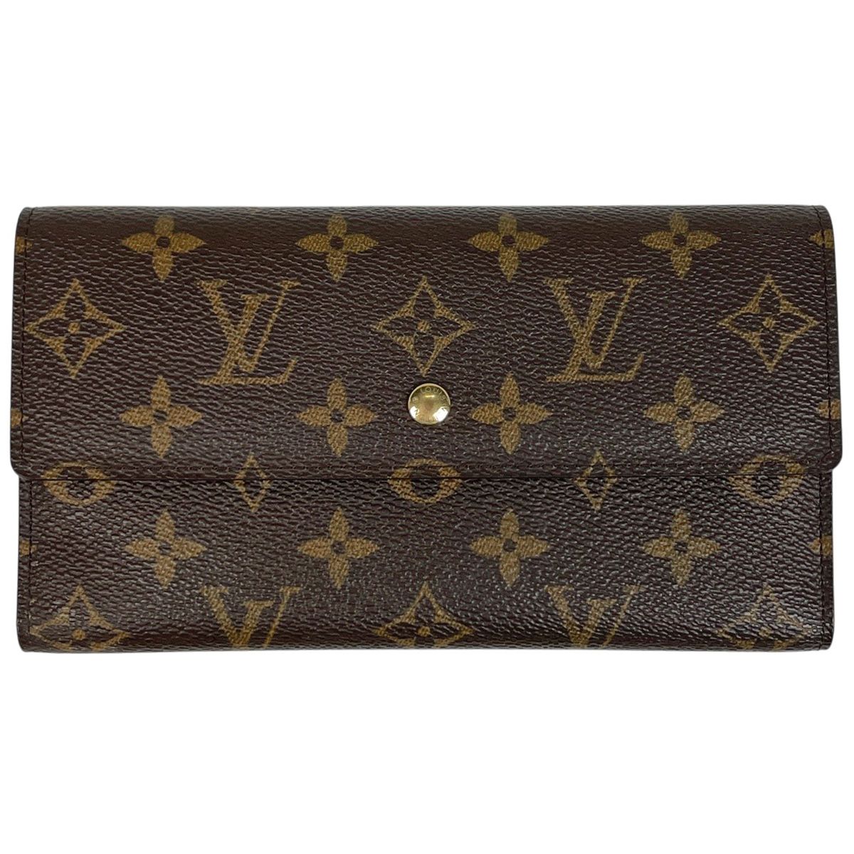 ルイ・ヴィトン Louis Vuitton ポルトトレゾール インターナショナル 三つ折り 長財布 モノグラム ブラウン M61215 レディース 【中古】