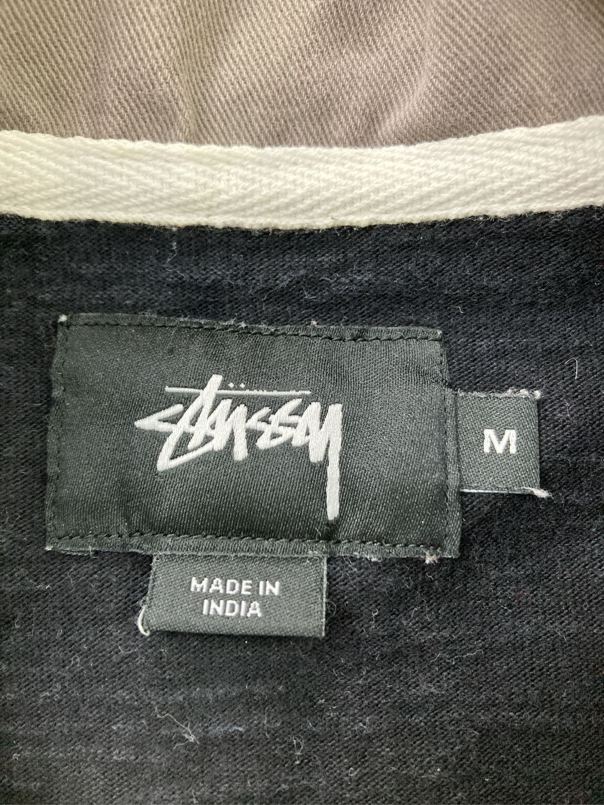 stussy ステューシー ポロシャツ M グレー ボーダー柄 ブランドロゴ 長袖