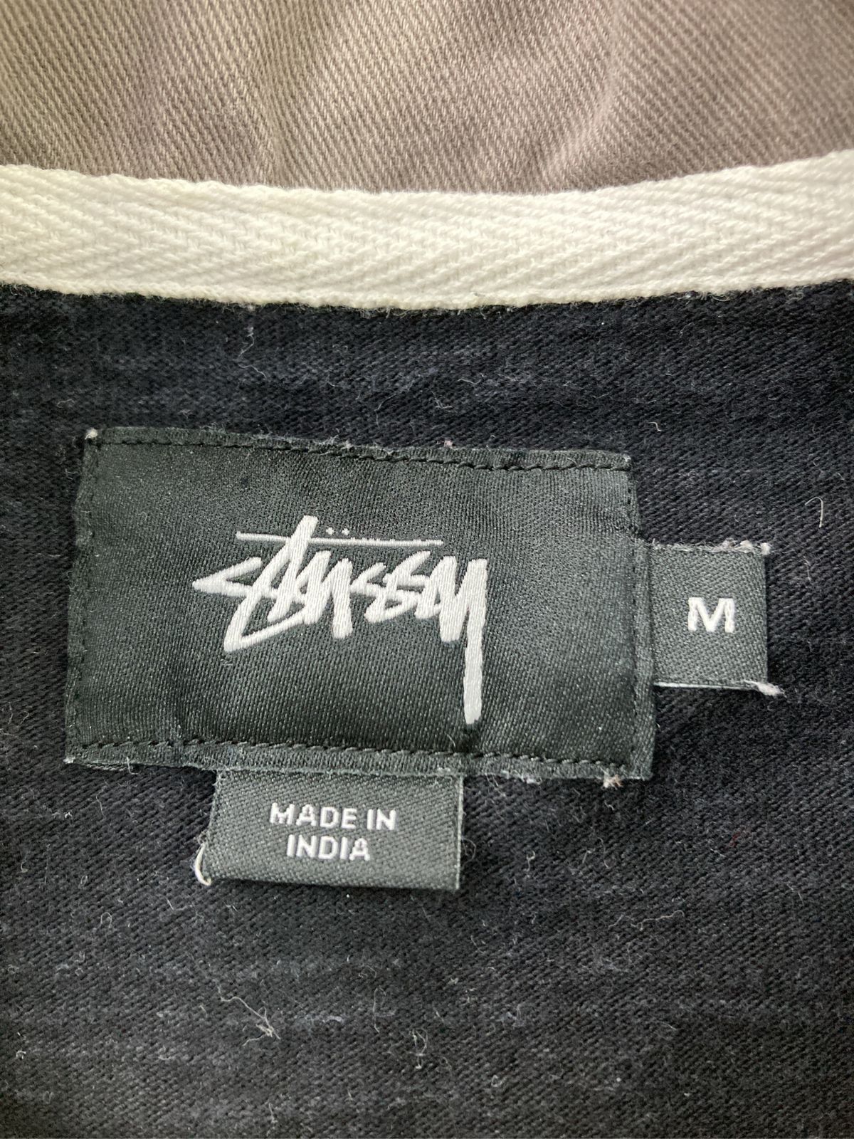 stussy ステューシー ポロシャツ M グレー ボーダー柄 ブランドロゴ 長袖