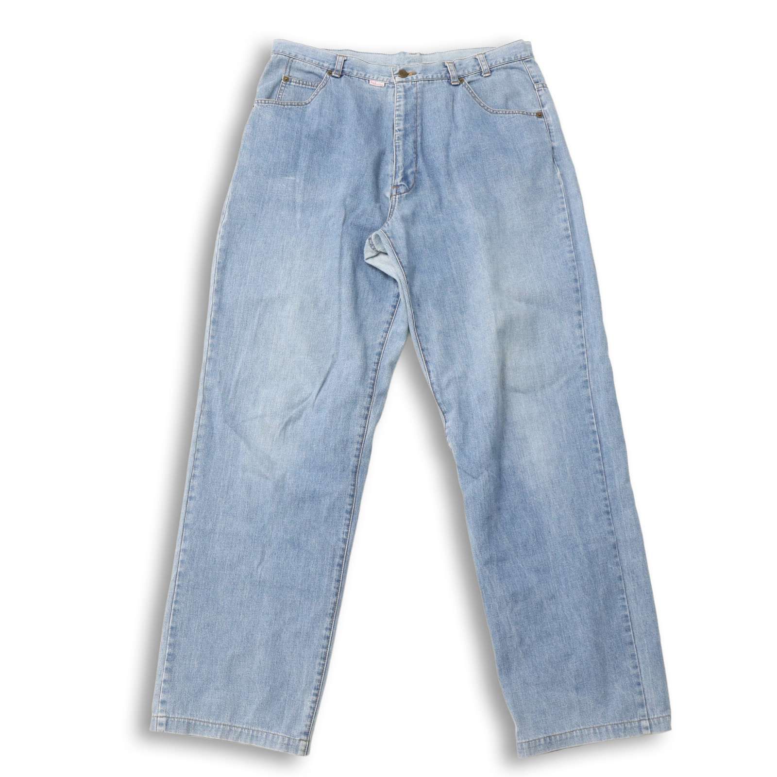 Papas パパス 通年☆ ワイド ウォッシュ加工 デニム パンツ ジーンズ
