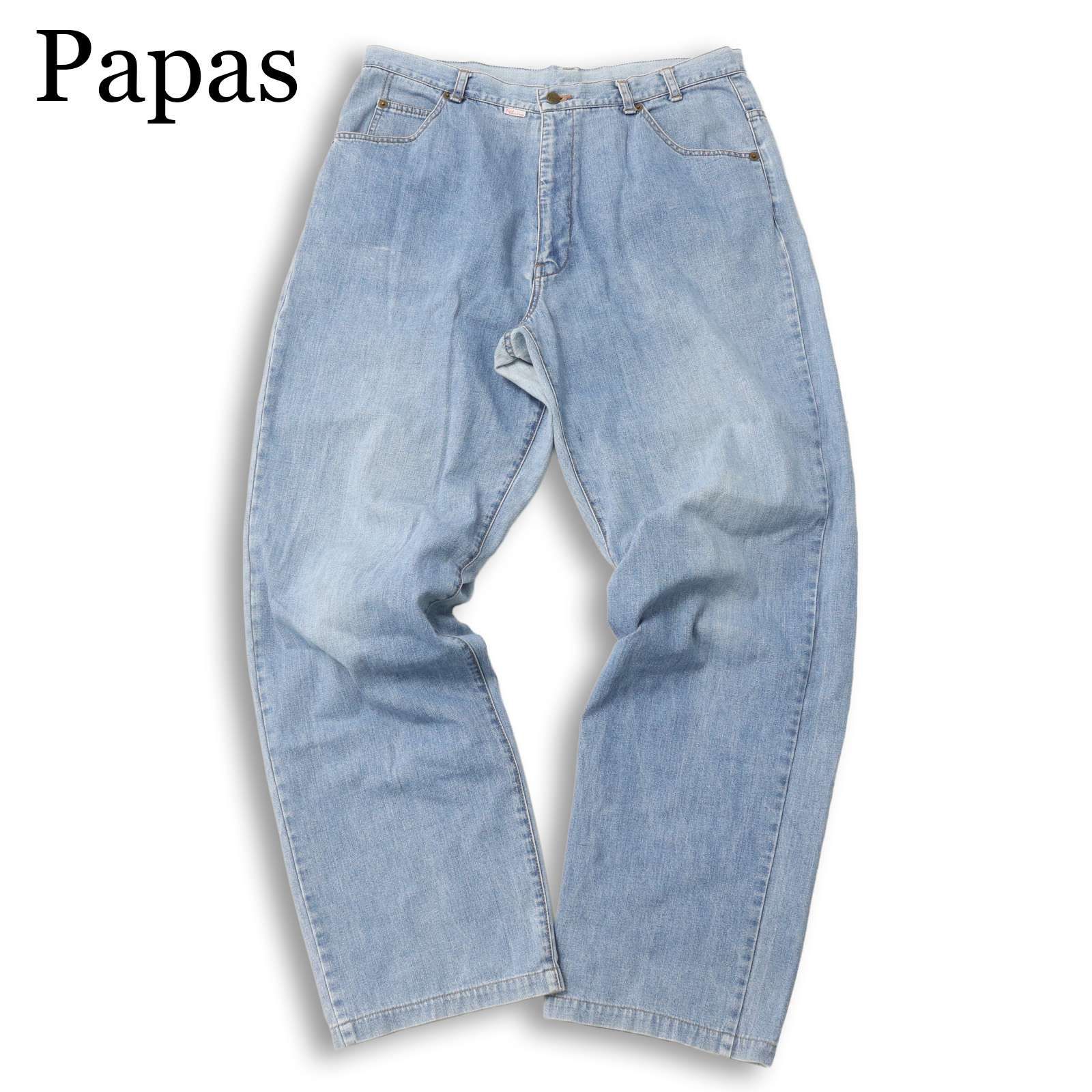 Papas パパス 通年★ ワイド ウォッシュ加工 デニム パンツ ジーンズ Sz.LL メンズ 大きいサイズ