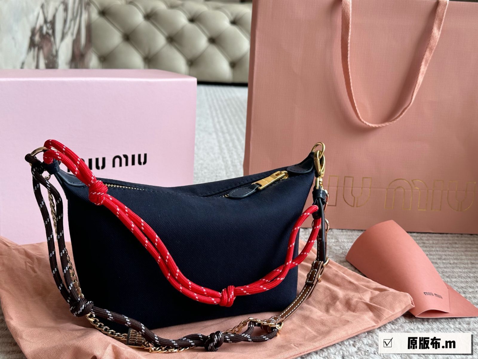 【今日特価】Trendy Miu Miu トレンディミュウミュウ サーフロープキャンバス ランチボックスバッグ-WTO輸入3