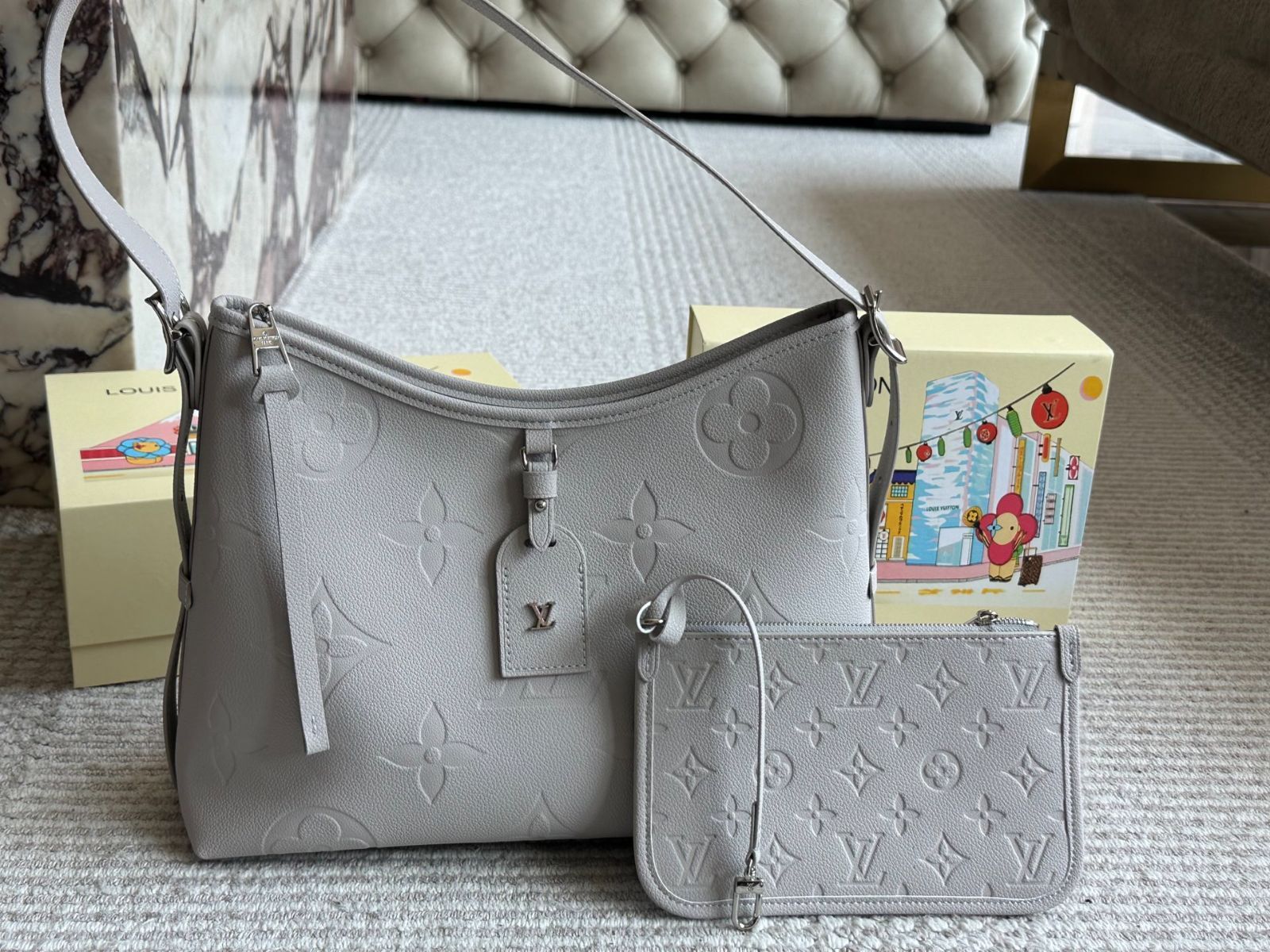 【今日特価】Elephant Gray Elegance Lv Carryall エレファントグレイエレガンス Lv キャリーオール-WTO輸入